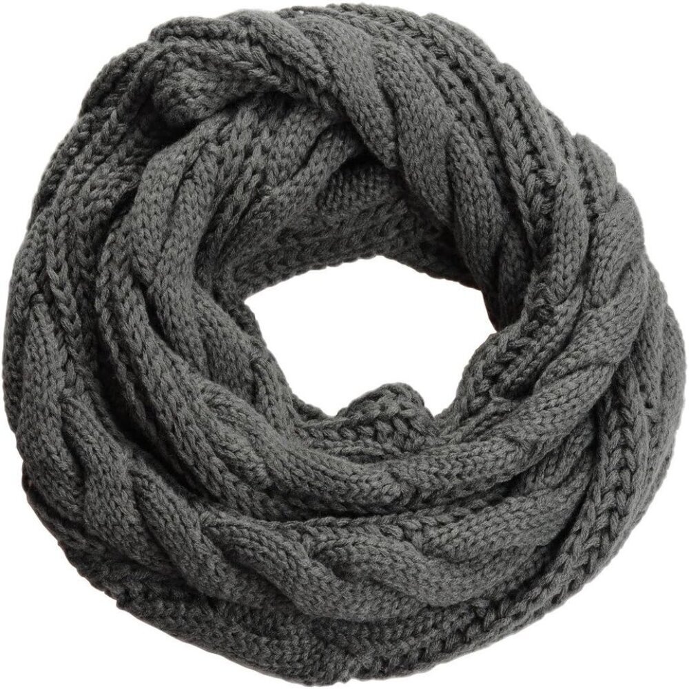 Women's Twist Charocal Thick Ribbed Knit Winter Infinity Circle Loop Scarf